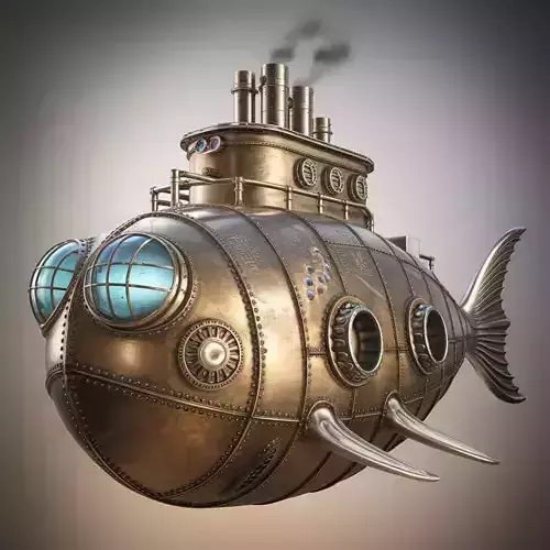 Steampunk Nautilus A Retro-Futuristic Submarine 3D model