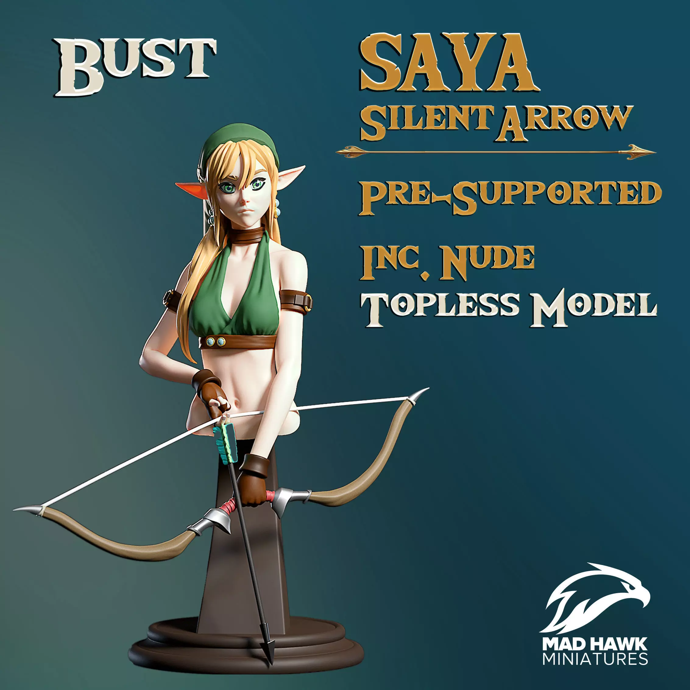 Saya Silent Arrow Bust 3D print model_0