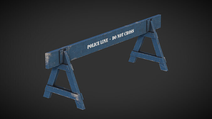 Police Barrier Wooden Low-poly 3D model 2