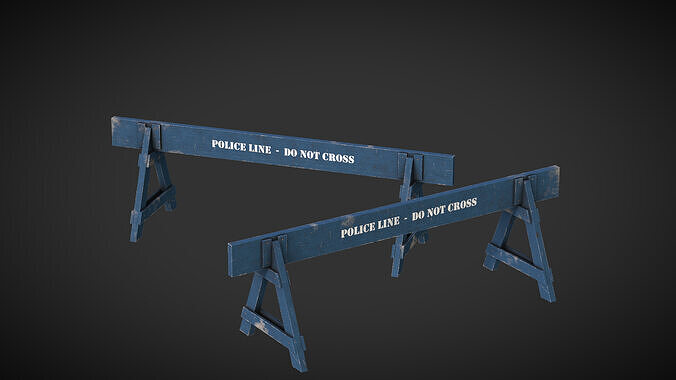 Police Barrier Wooden Low-poly 3D model 3