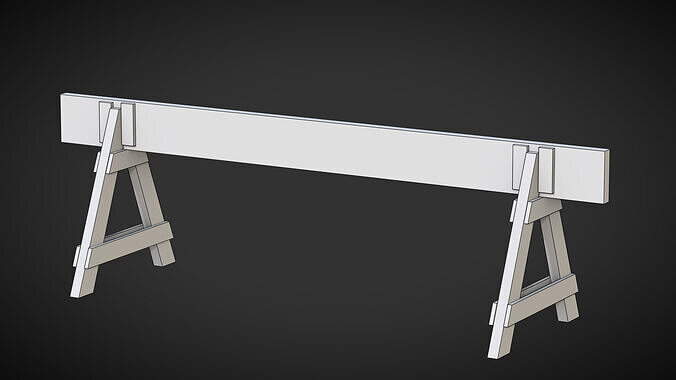 Police Barrier Wooden Low-poly 3D model 6