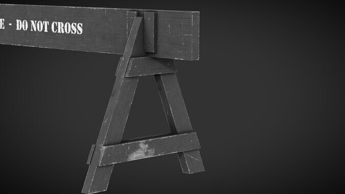 Police Barrier Wooden Low-poly 3D model 4