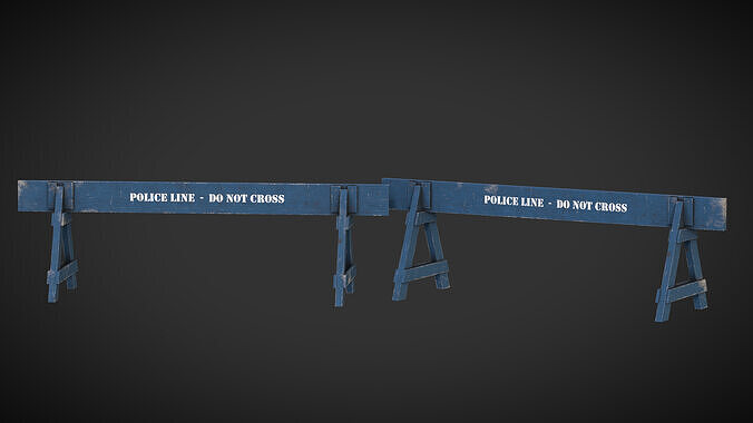 Police Barrier Wooden Low-poly 3D model 5