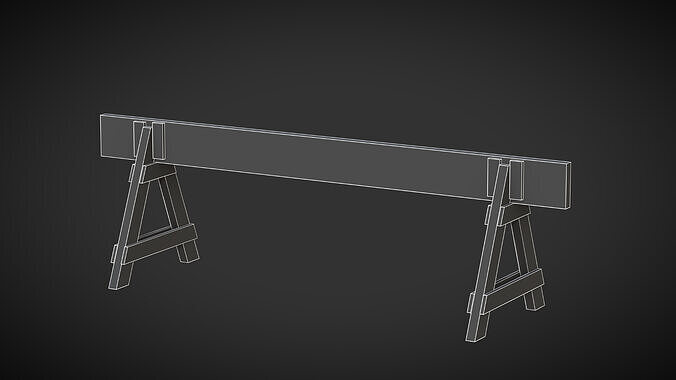Police Barrier Wooden Low-poly 3D model 7