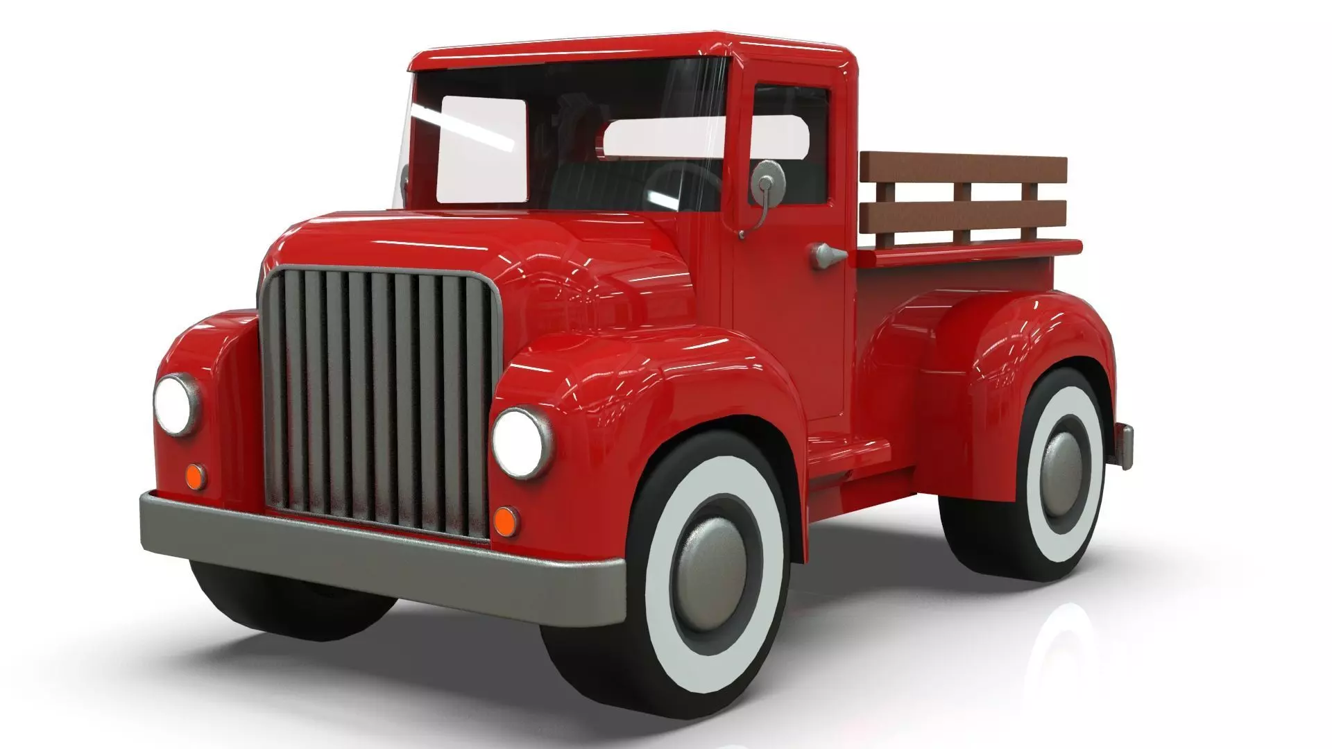 Lowpoly Cartton Truck Low-poly 3D model_0