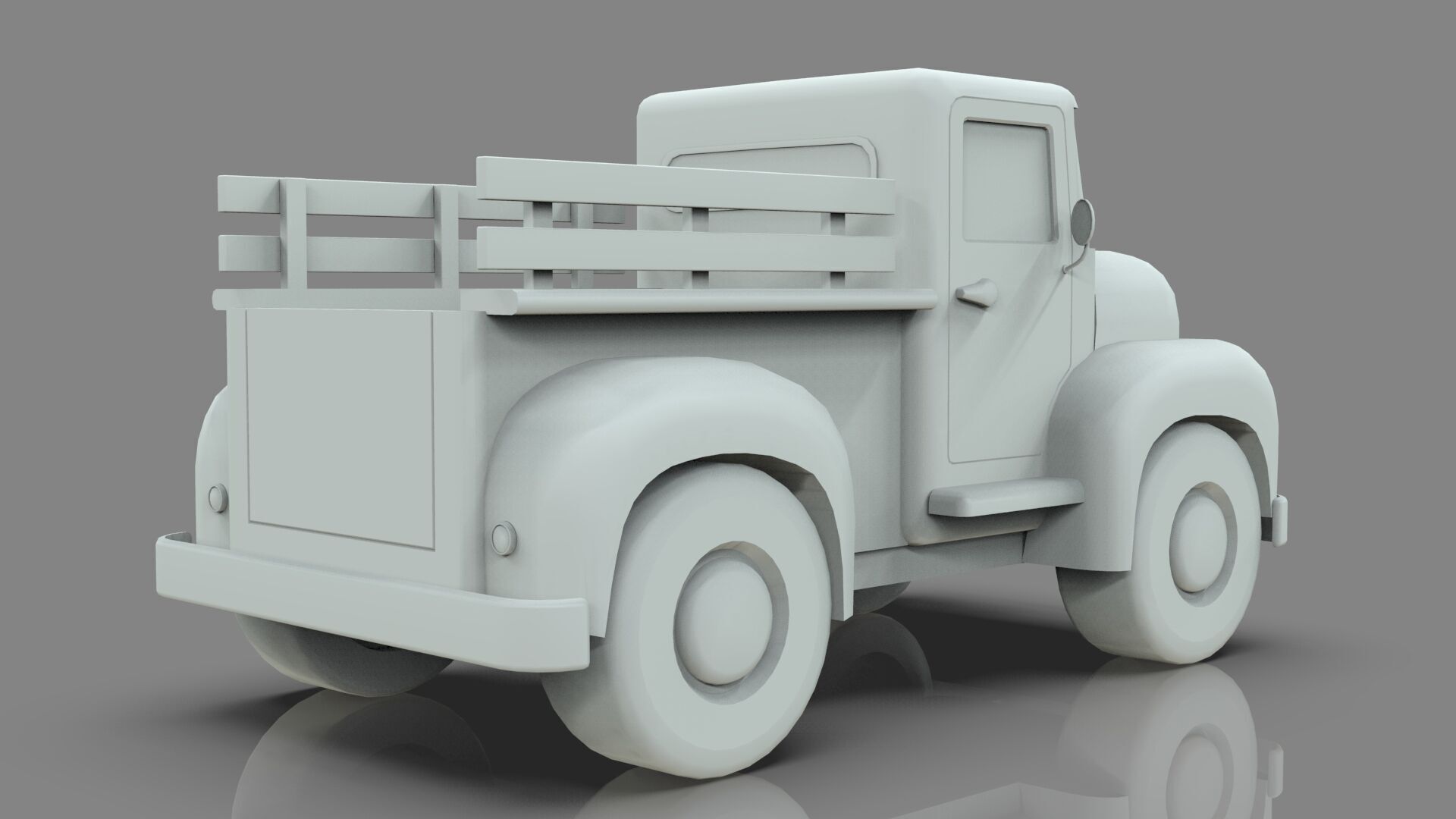 Lowpoly Cartton Truck Low-poly 3D model_11