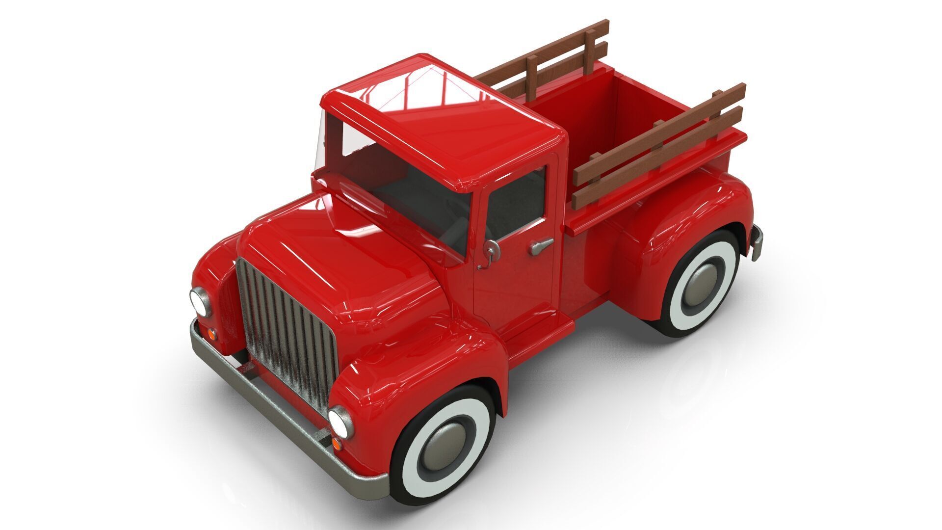 Lowpoly Cartton Truck Low-poly 3D model_6