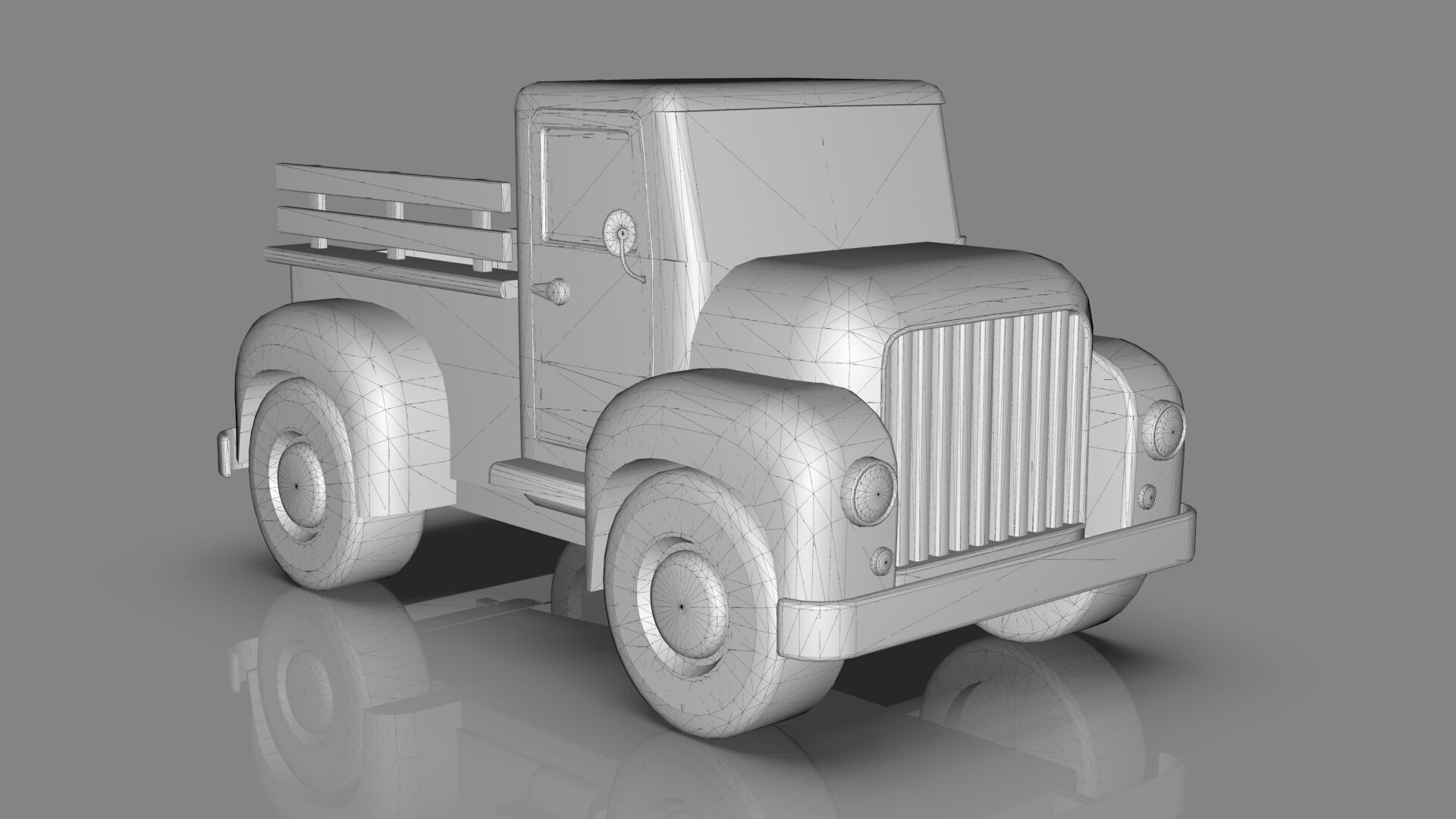 Lowpoly Cartton Truck Low-poly 3D model_12
