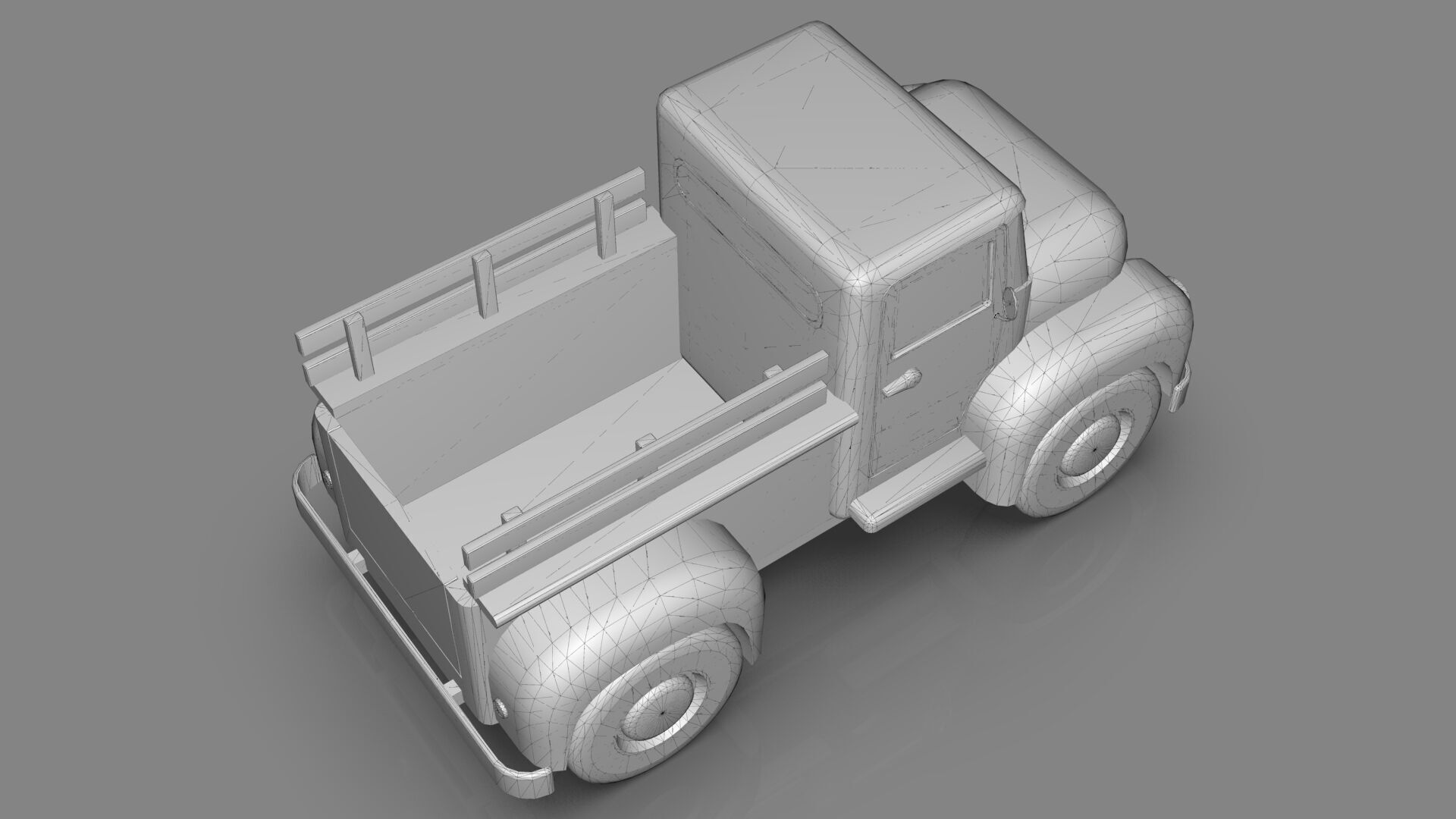 Lowpoly Cartton Truck Low-poly 3D model_14