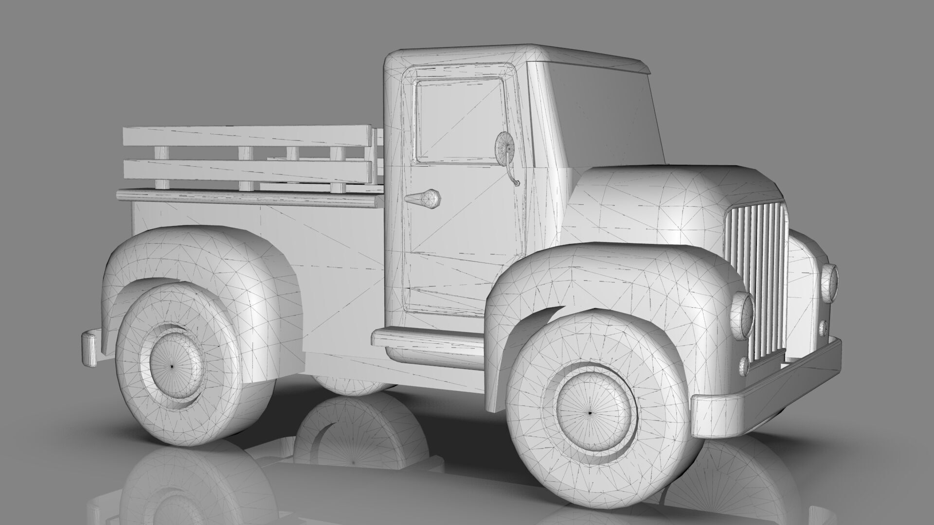 Lowpoly Cartton Truck Low-poly 3D model_15
