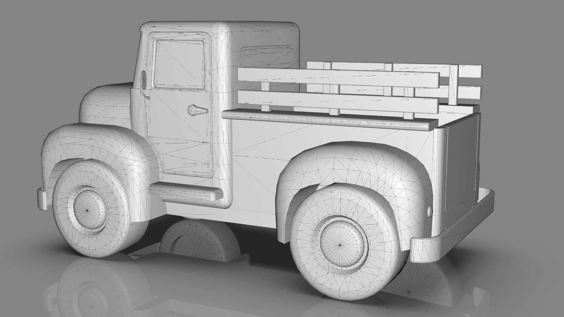 Lowpoly Cartton Truck Low-poly 3D model_13