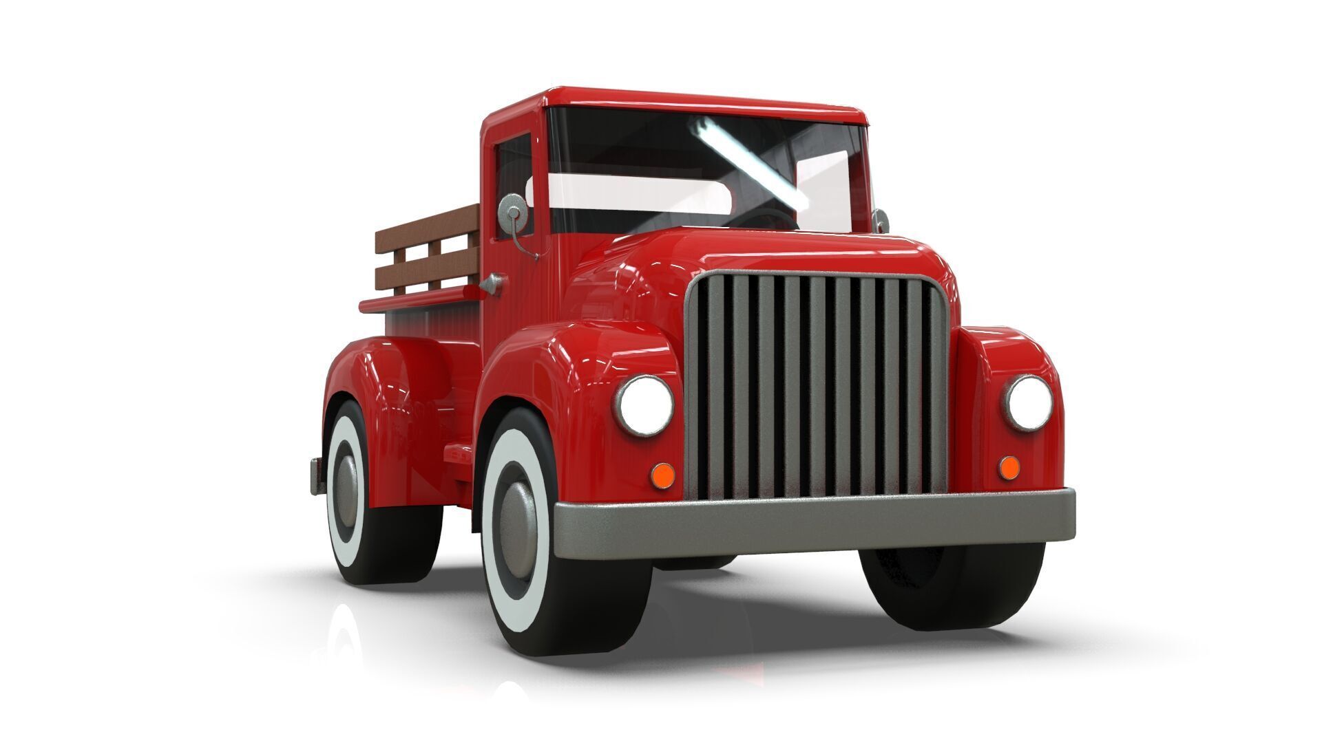 Lowpoly Cartton Truck Low-poly 3D model_5
