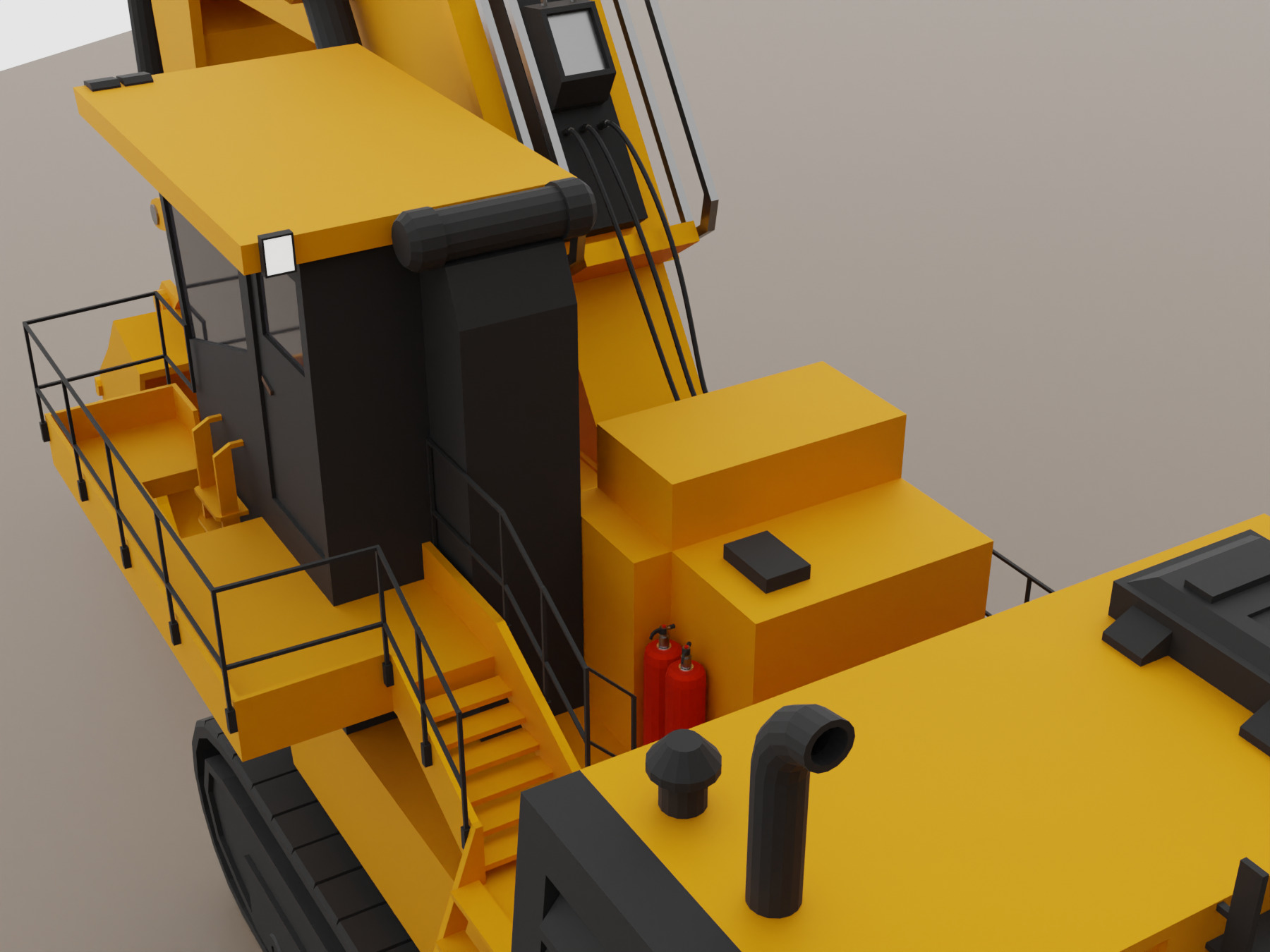 Hydraulic Mining Shovel Heavy Vehicle Low-poly 3D model_6