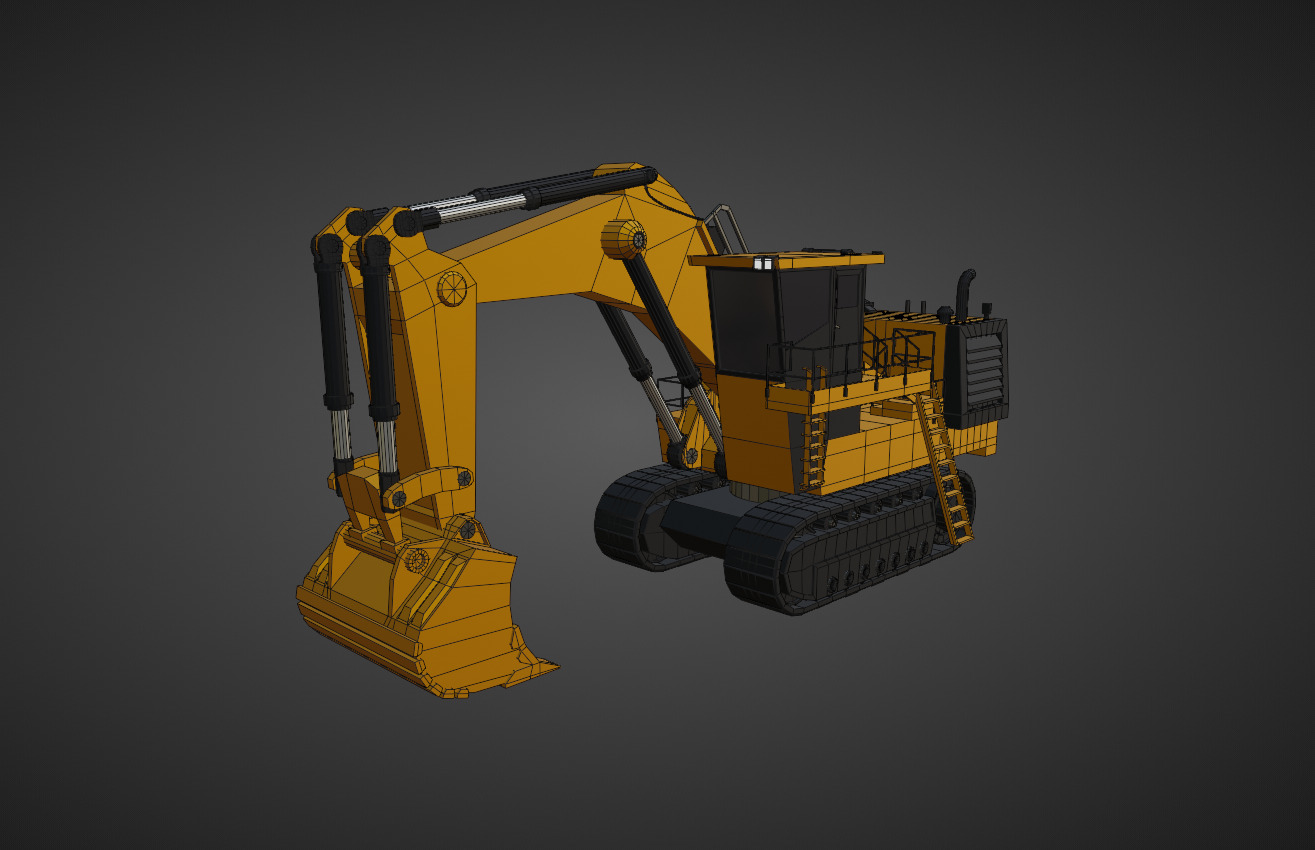 Hydraulic Mining Shovel Heavy Vehicle Low-poly 3D model_12