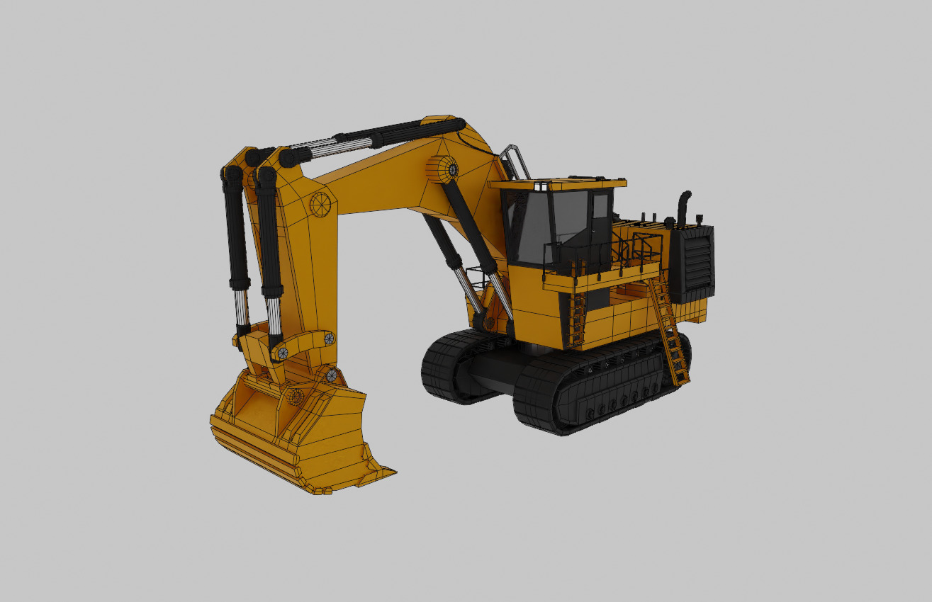 Hydraulic Mining Shovel Heavy Vehicle Low-poly 3D model_11