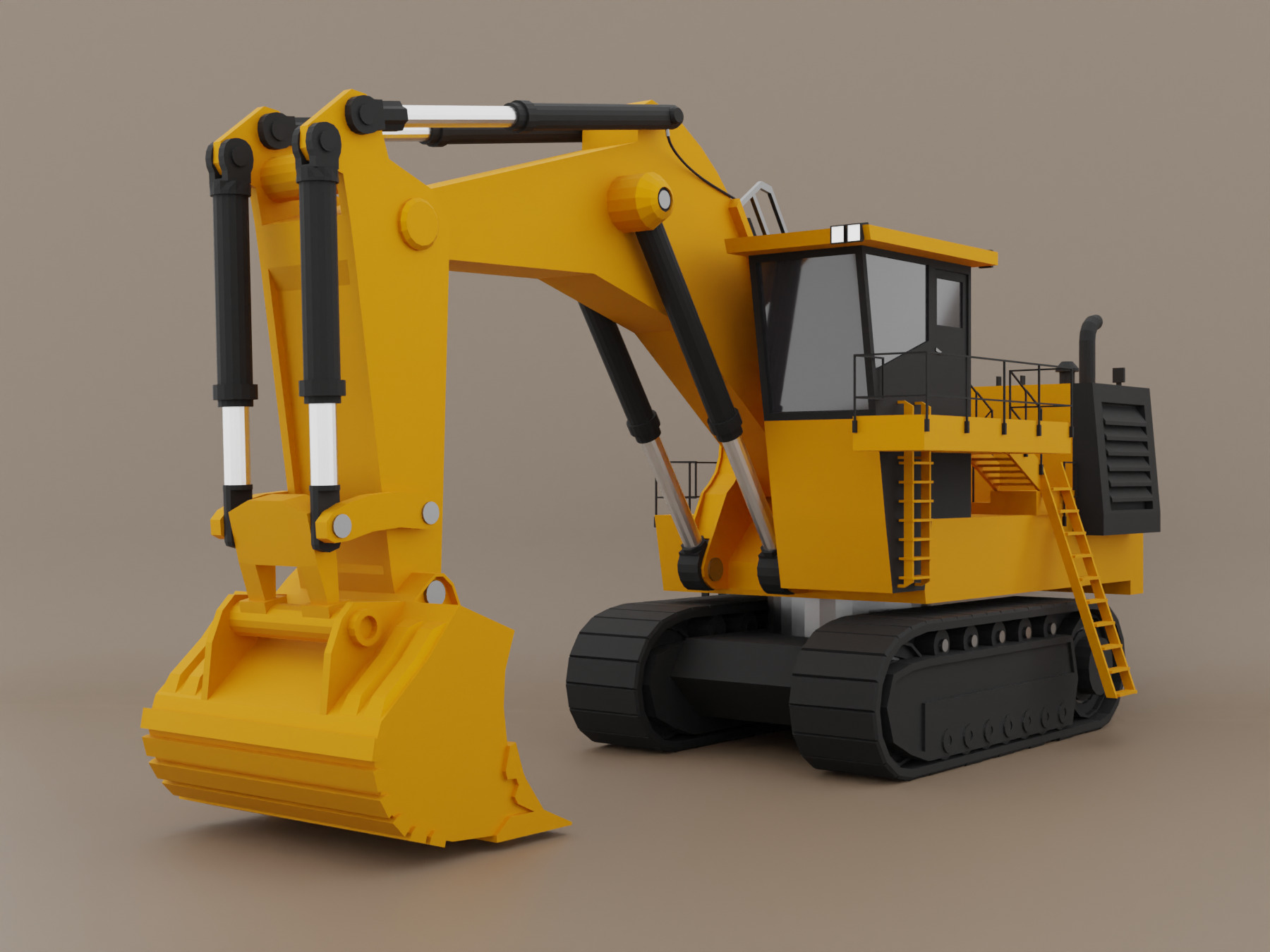 Hydraulic Mining Shovel Heavy Vehicle Low-poly 3D model_1