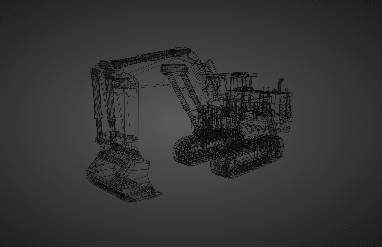 Hydraulic Mining Shovel Heavy Vehicle Low-poly 3D model_14