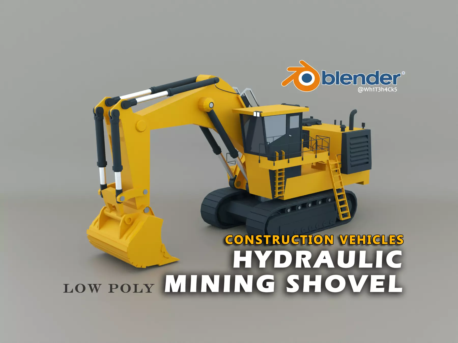 Hydraulic Mining Shovel Heavy Vehicle Low-poly 3D model_0