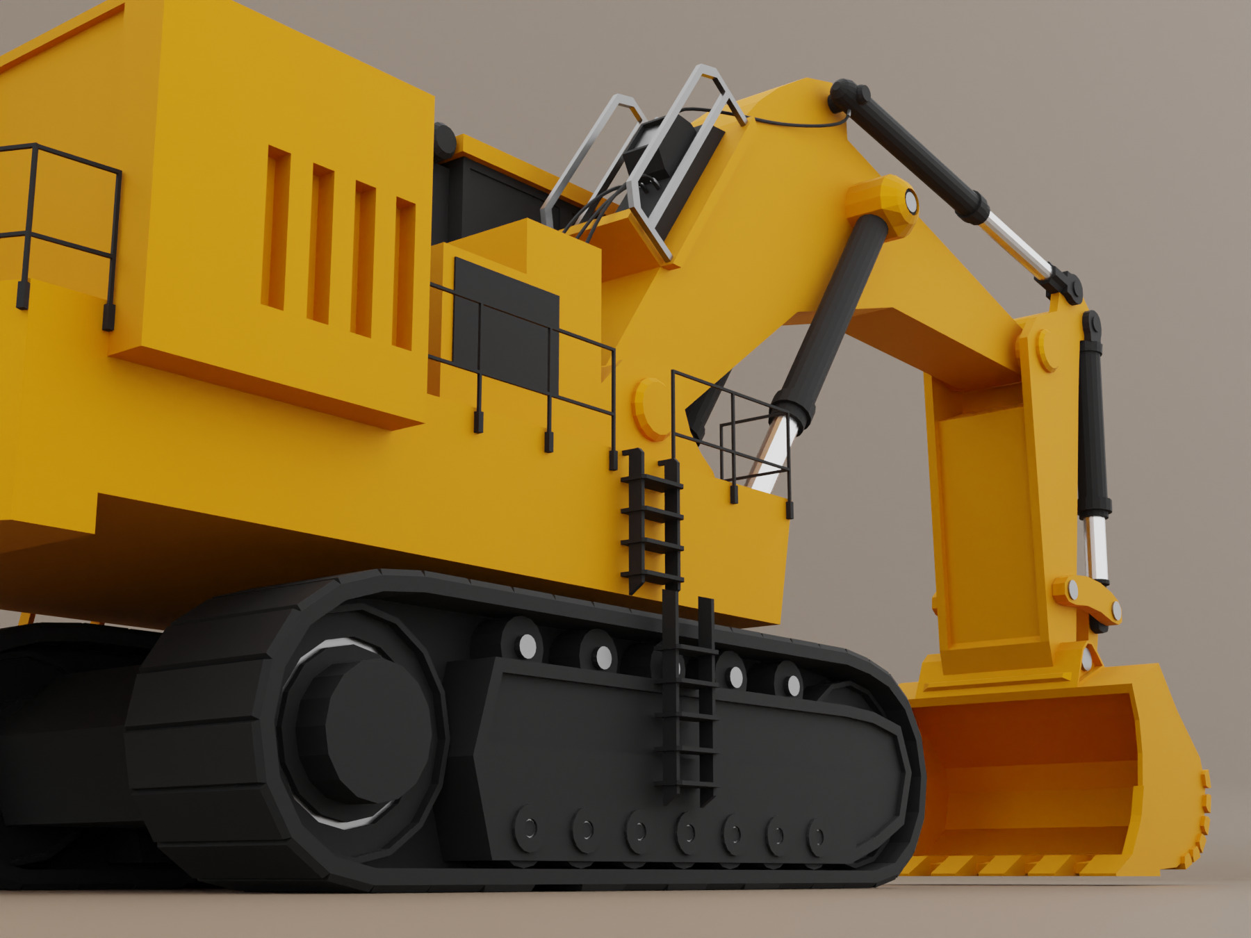 Hydraulic Mining Shovel Heavy Vehicle Low-poly 3D model_9