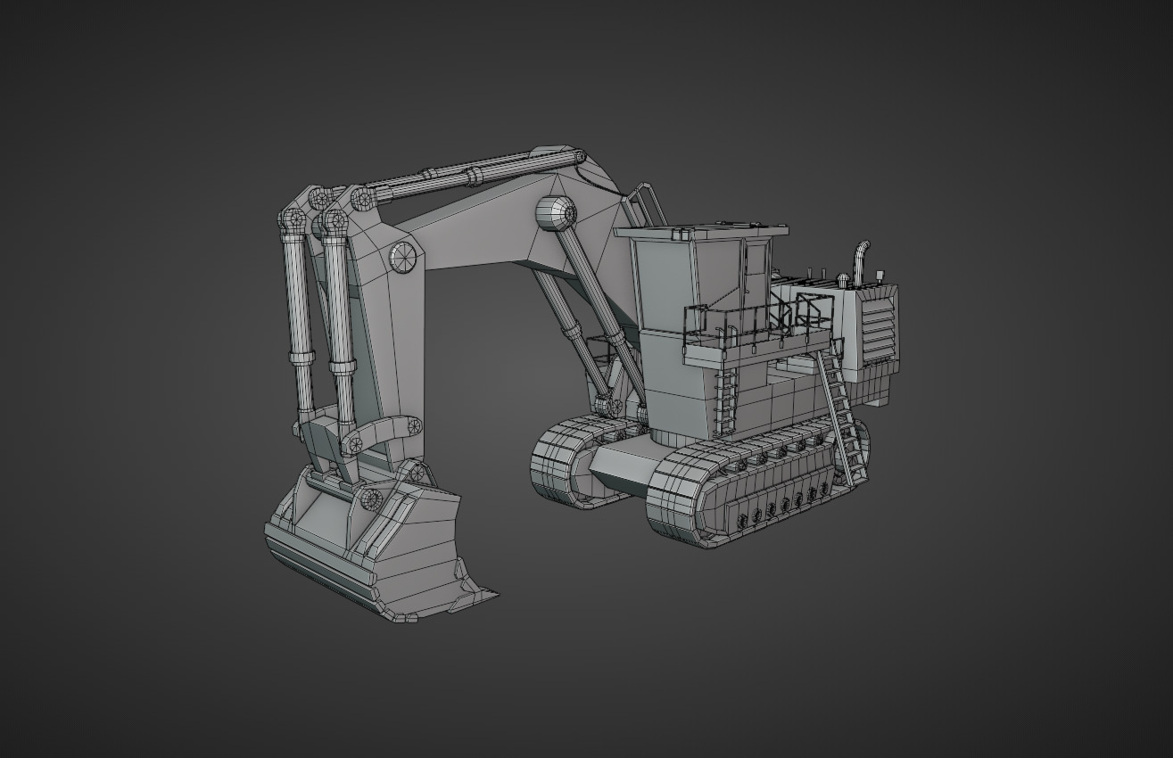 Hydraulic Mining Shovel Heavy Vehicle Low-poly 3D model_13