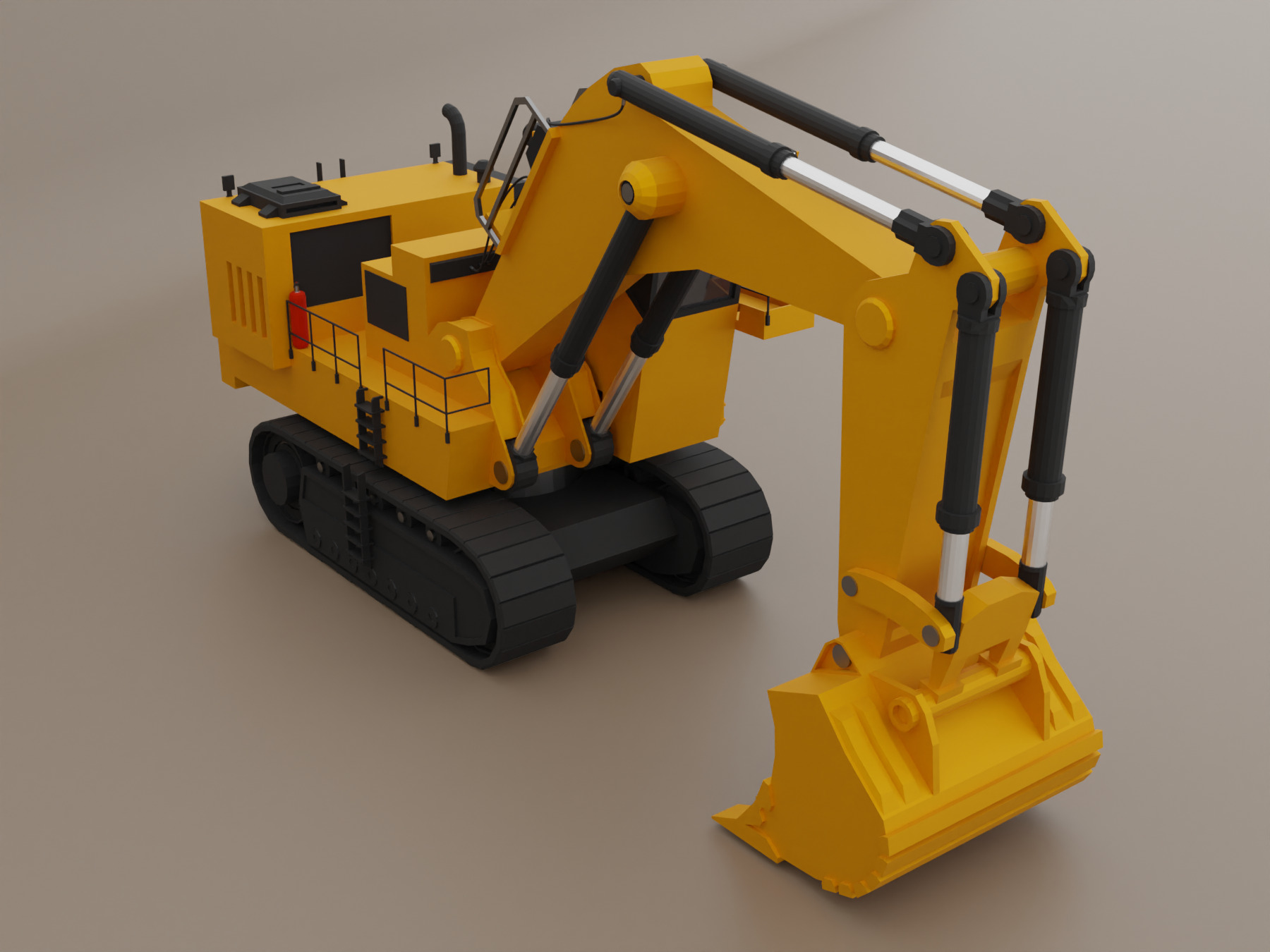 Hydraulic Mining Shovel Heavy Vehicle Low-poly 3D model_5