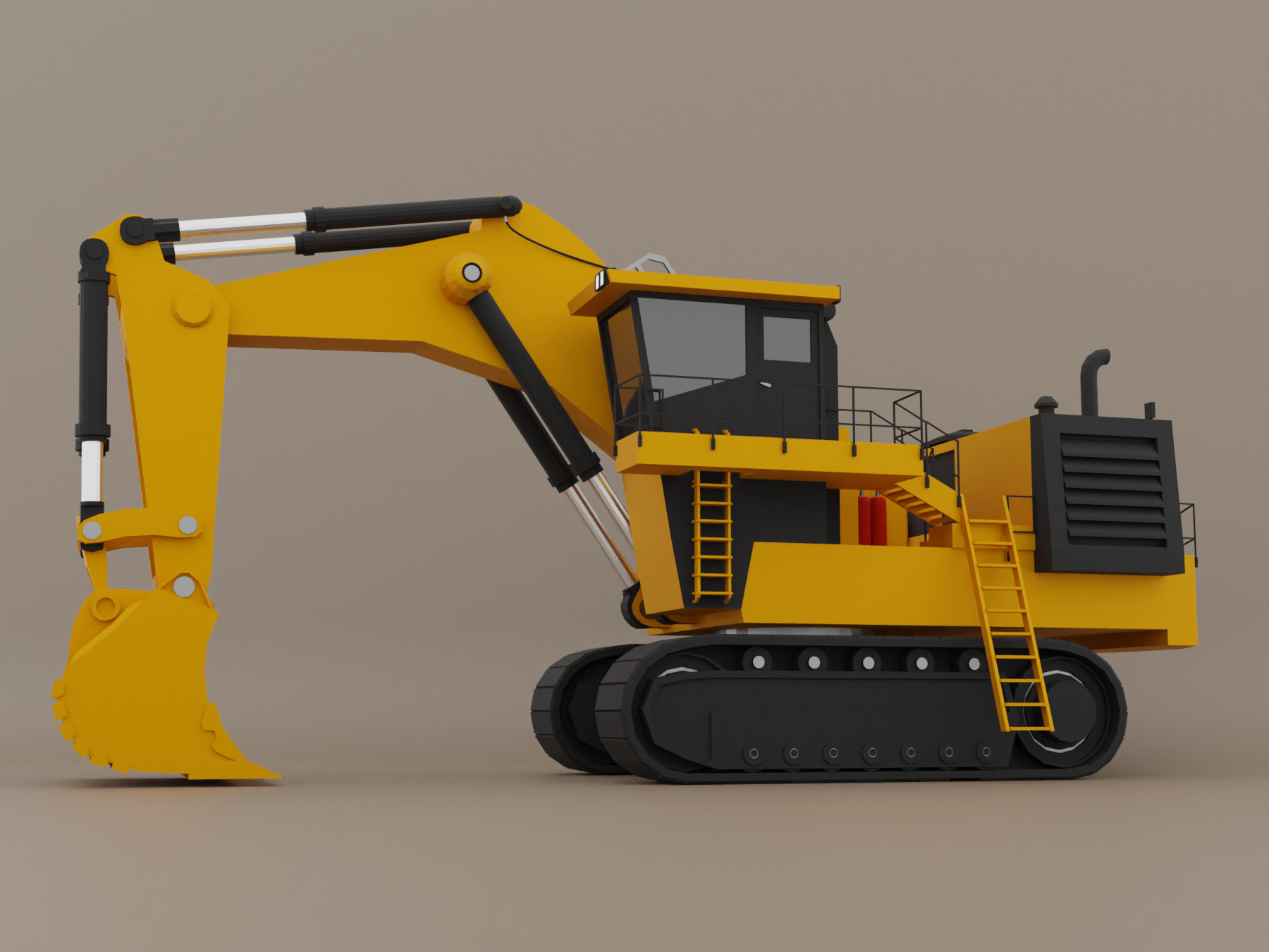 Hydraulic Mining Shovel Heavy Vehicle Low-poly 3D model_2
