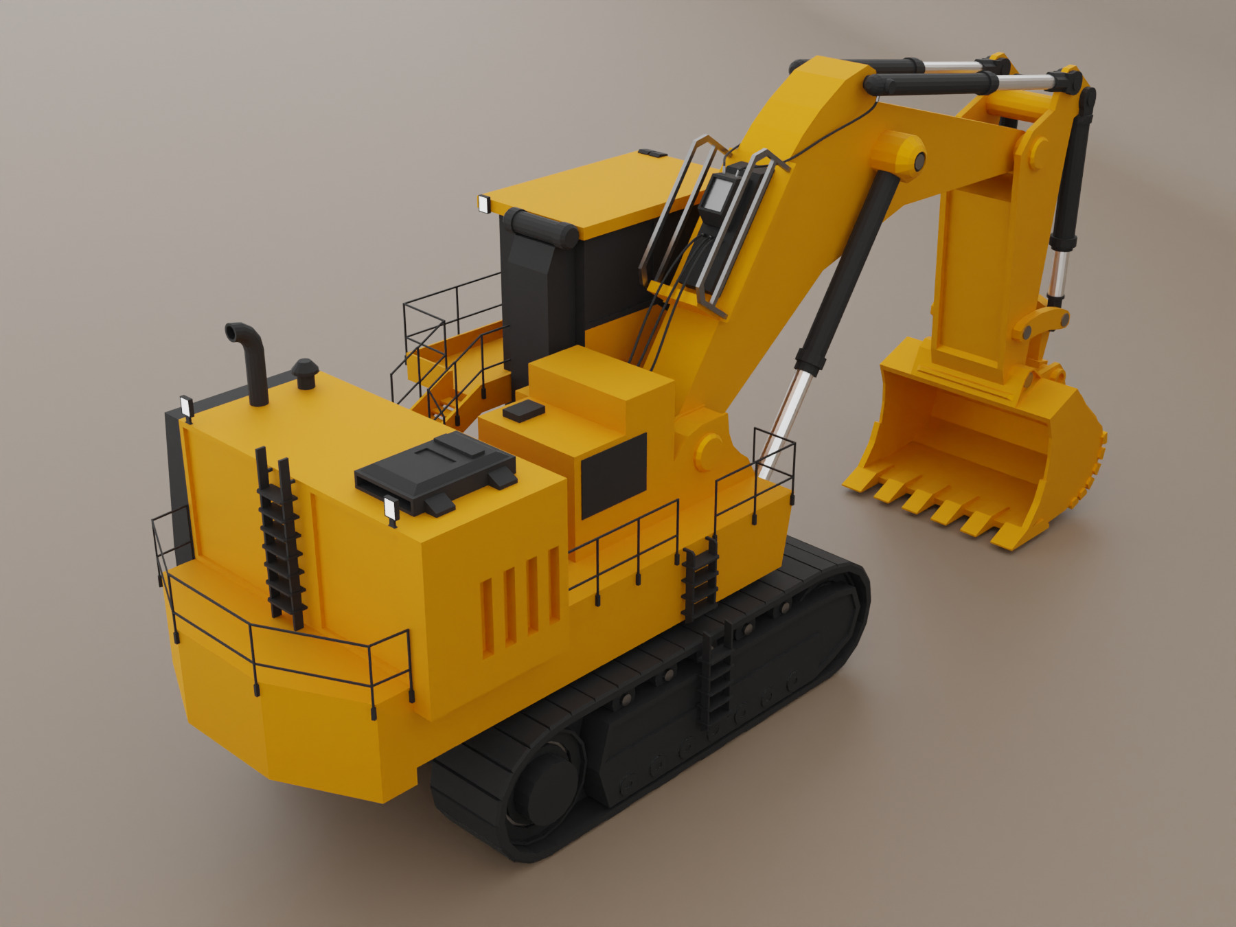 Hydraulic Mining Shovel Heavy Vehicle Low-poly 3D model_4