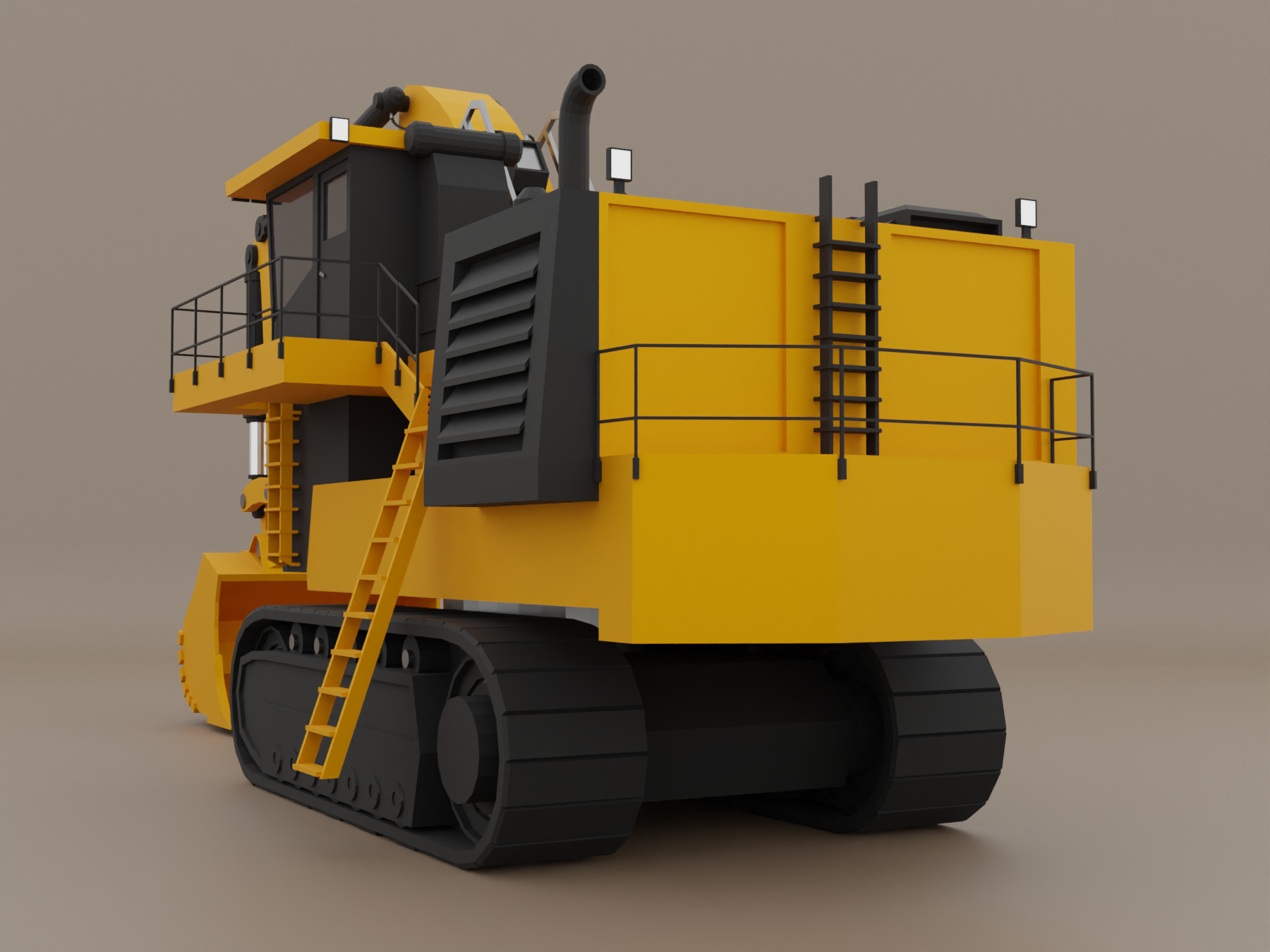 Hydraulic Mining Shovel Heavy Vehicle Low-poly 3D model_3
