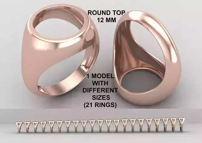 Round gemstone Ring Base 12MM top in All sizes 165-MWC