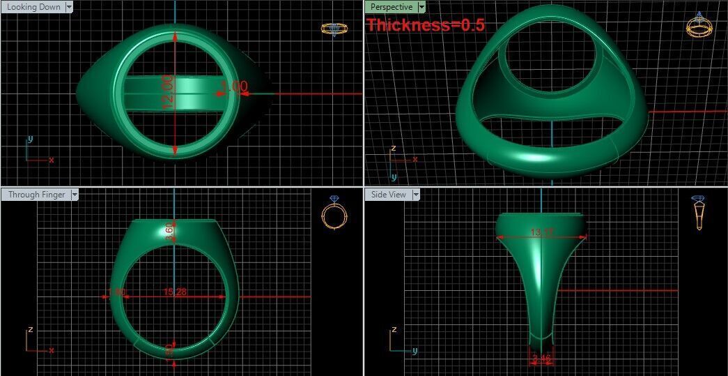 Round gemstone Ring Base 12MM top in All sizes 165-MWC 3D print model_2