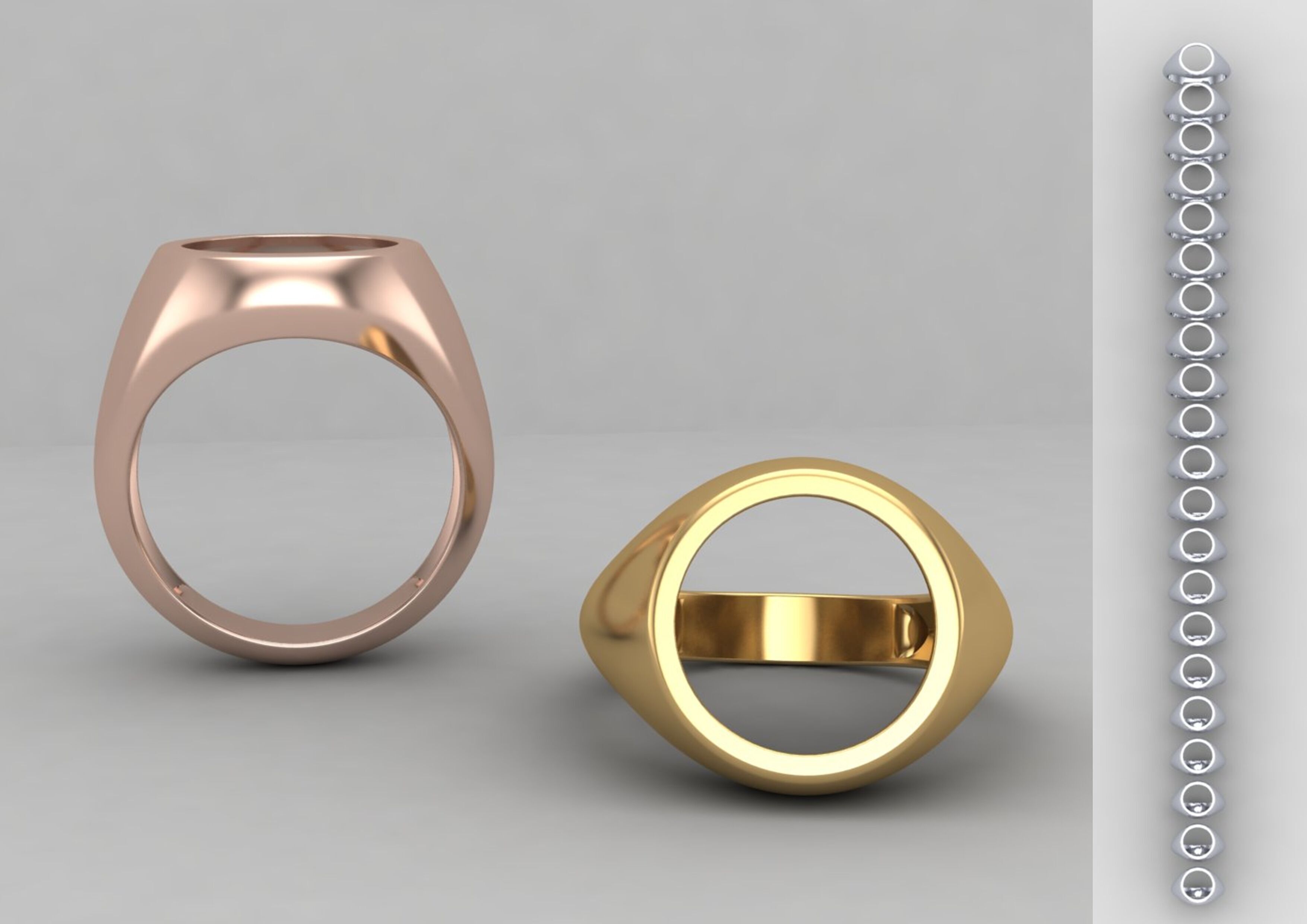 Round gemstone Ring Base 12MM top in All sizes 165-MWC 3D print model_1