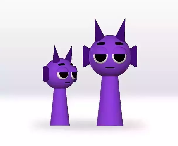 Sprunki Incredibox Purple STL 3D Model 3mf file Character 