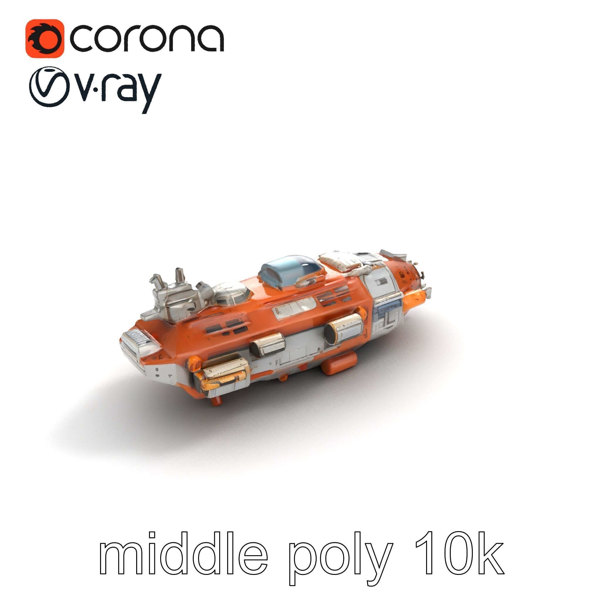 Colonization Support Spaceship Model Pack Low-poly 3D model_8