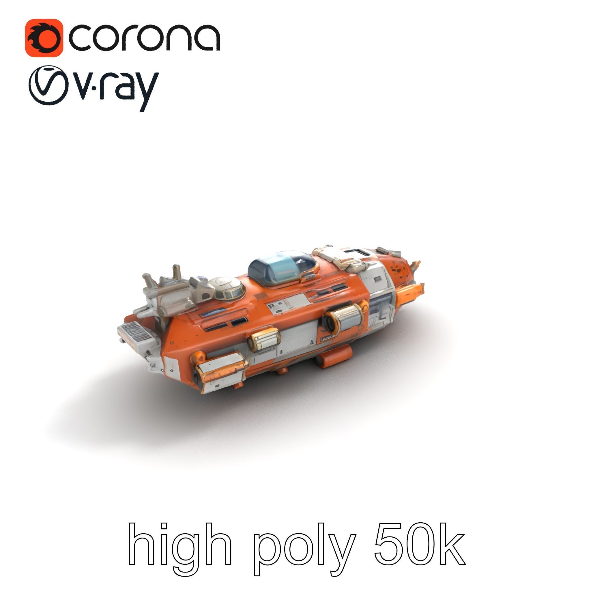 Colonization Support Spaceship Model Pack Low-poly 3D model_17
