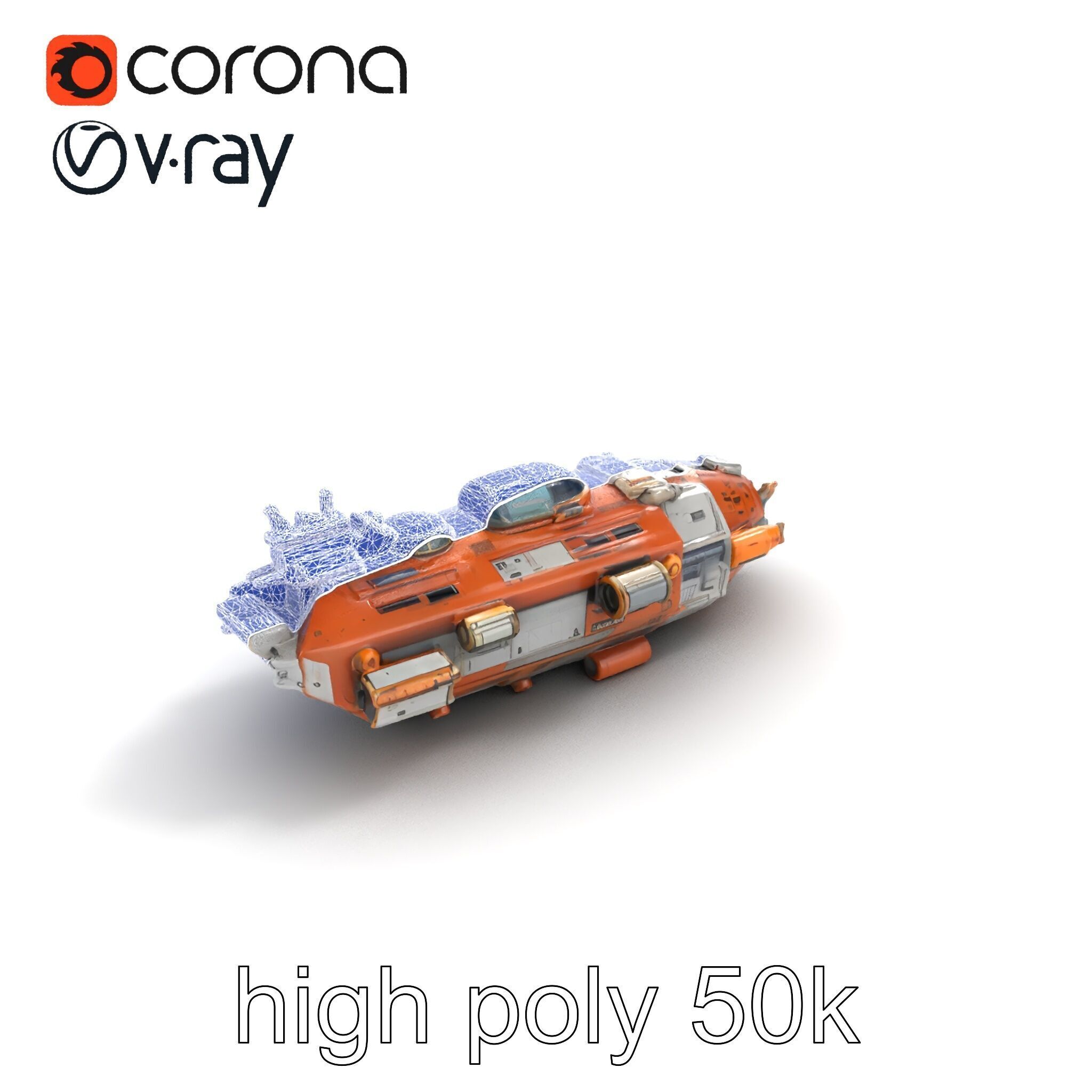 Colonization Support Spaceship Model Pack Low-poly 3D model_15