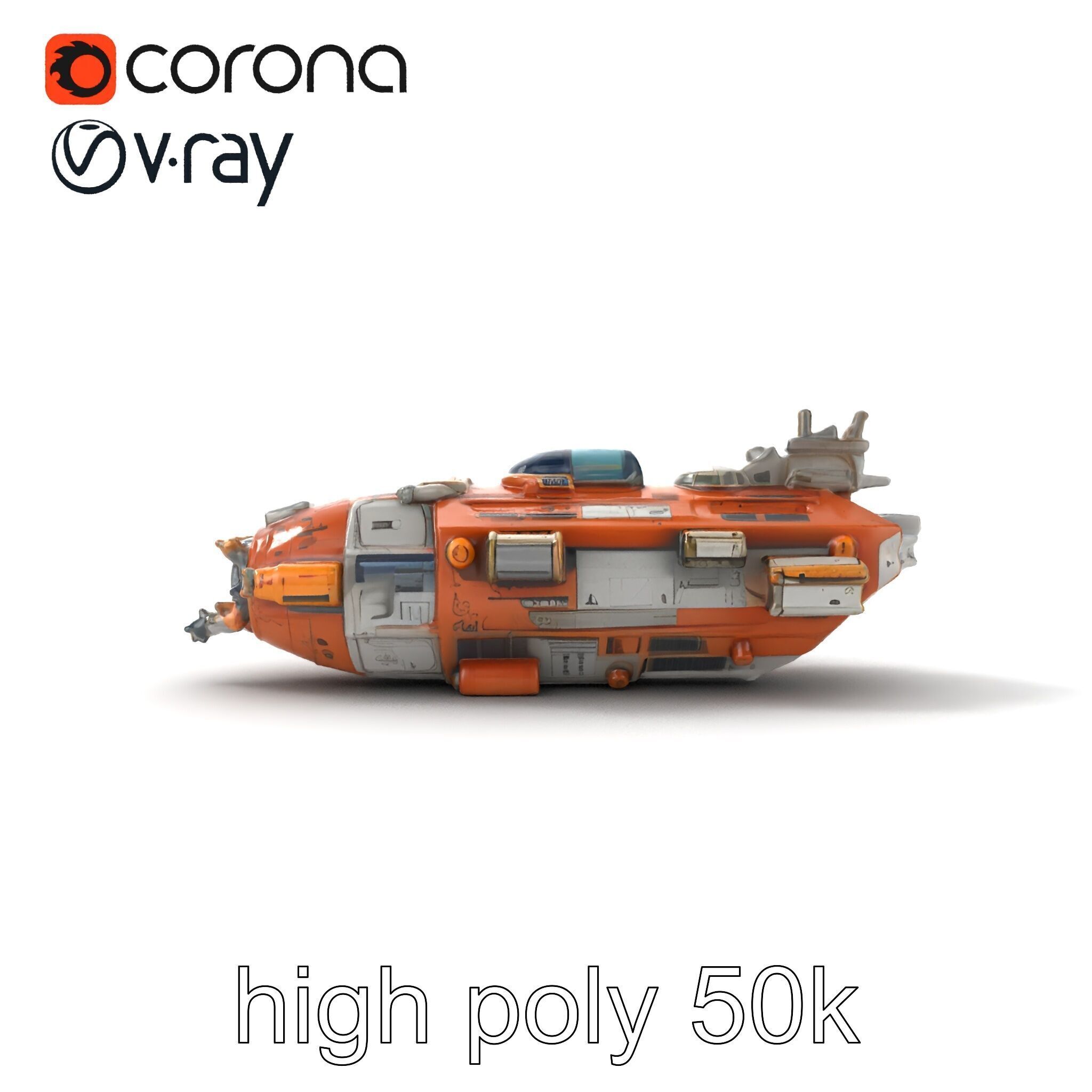 Colonization Support Spaceship Model Pack Low-poly 3D model_29