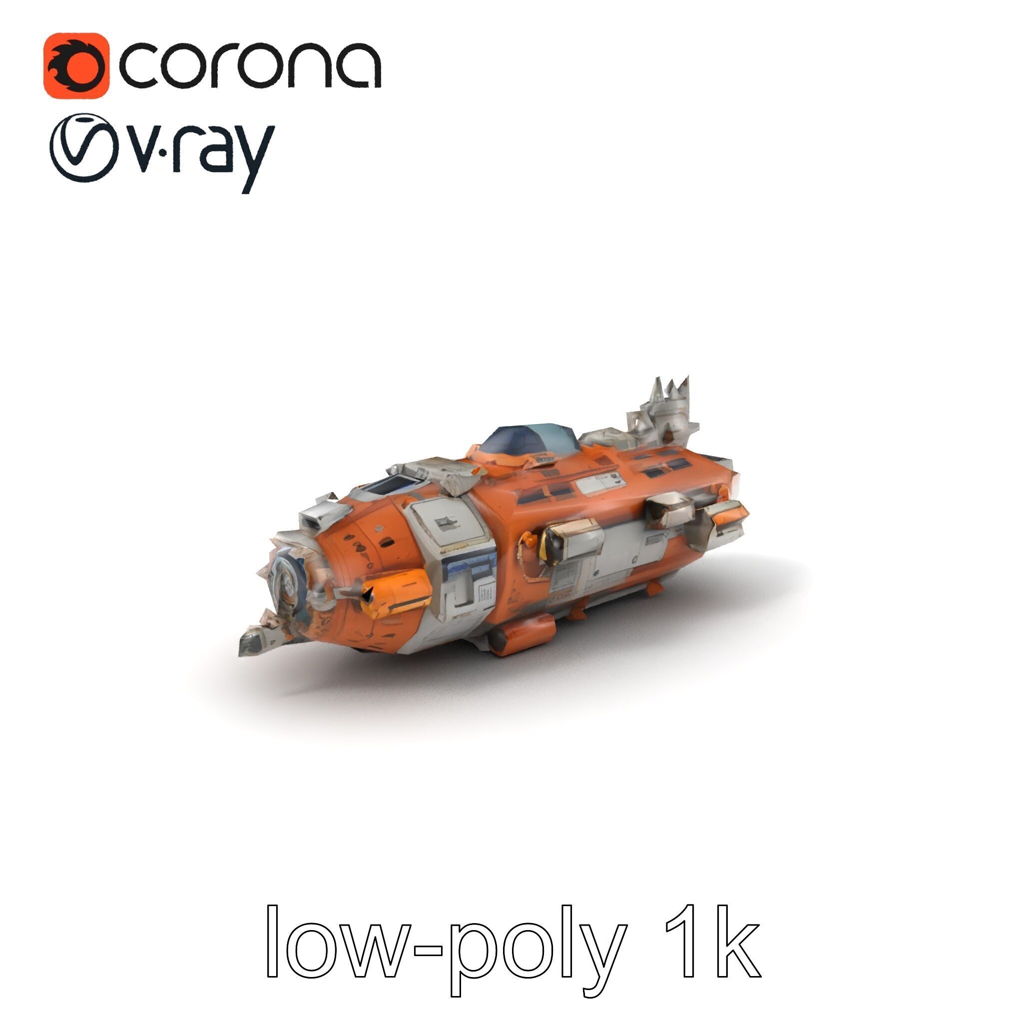 Colonization Support Spaceship Model Pack Low-poly 3D model_5