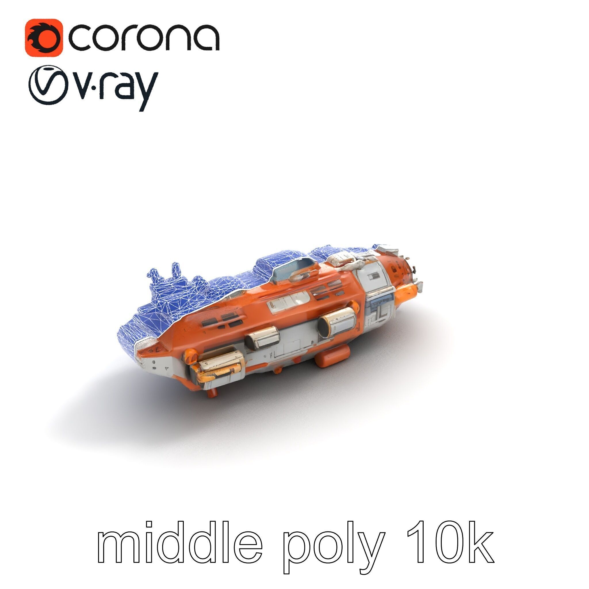 Colonization Support Spaceship Model Pack Low-poly 3D model_18