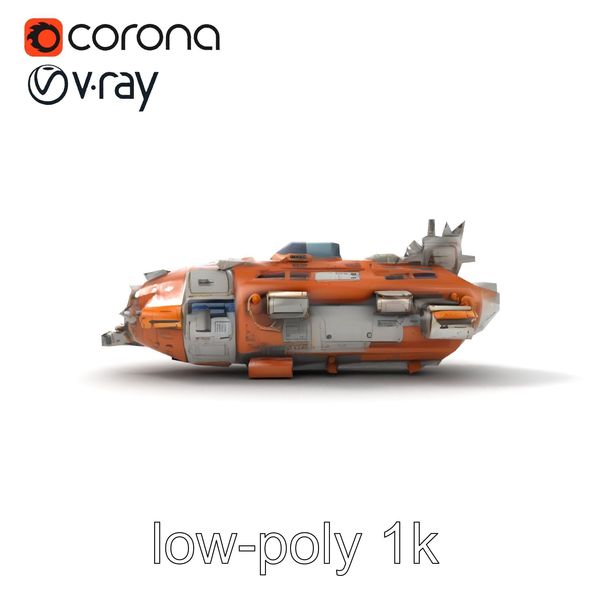Colonization Support Spaceship Model Pack Low-poly 3D model_12
