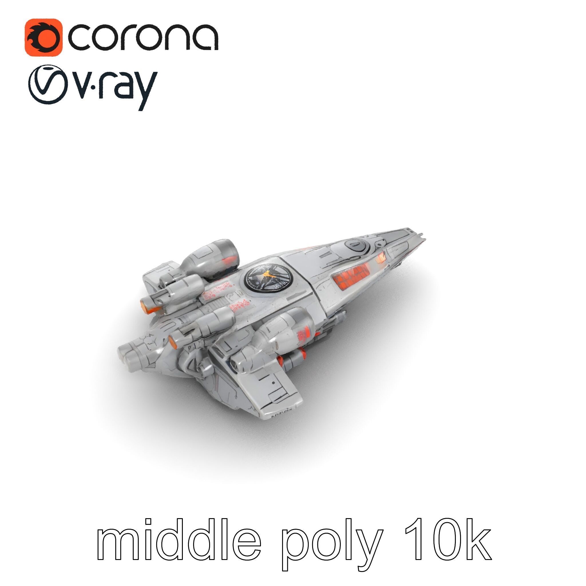 Armor-clad Battle Spaceship model pack Low-poly 3D model_26