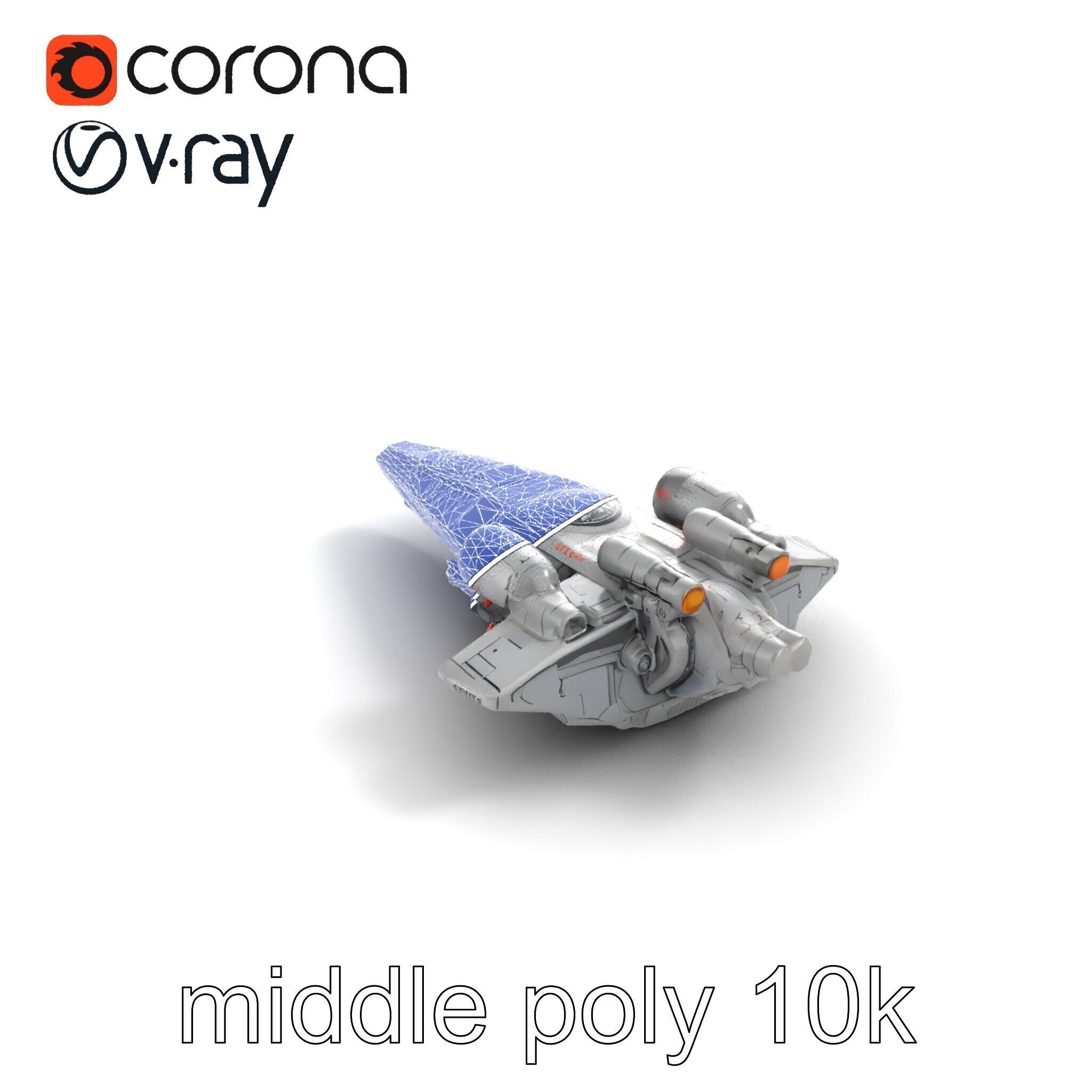 Armor-clad Battle Spaceship model pack Low-poly 3D model_29