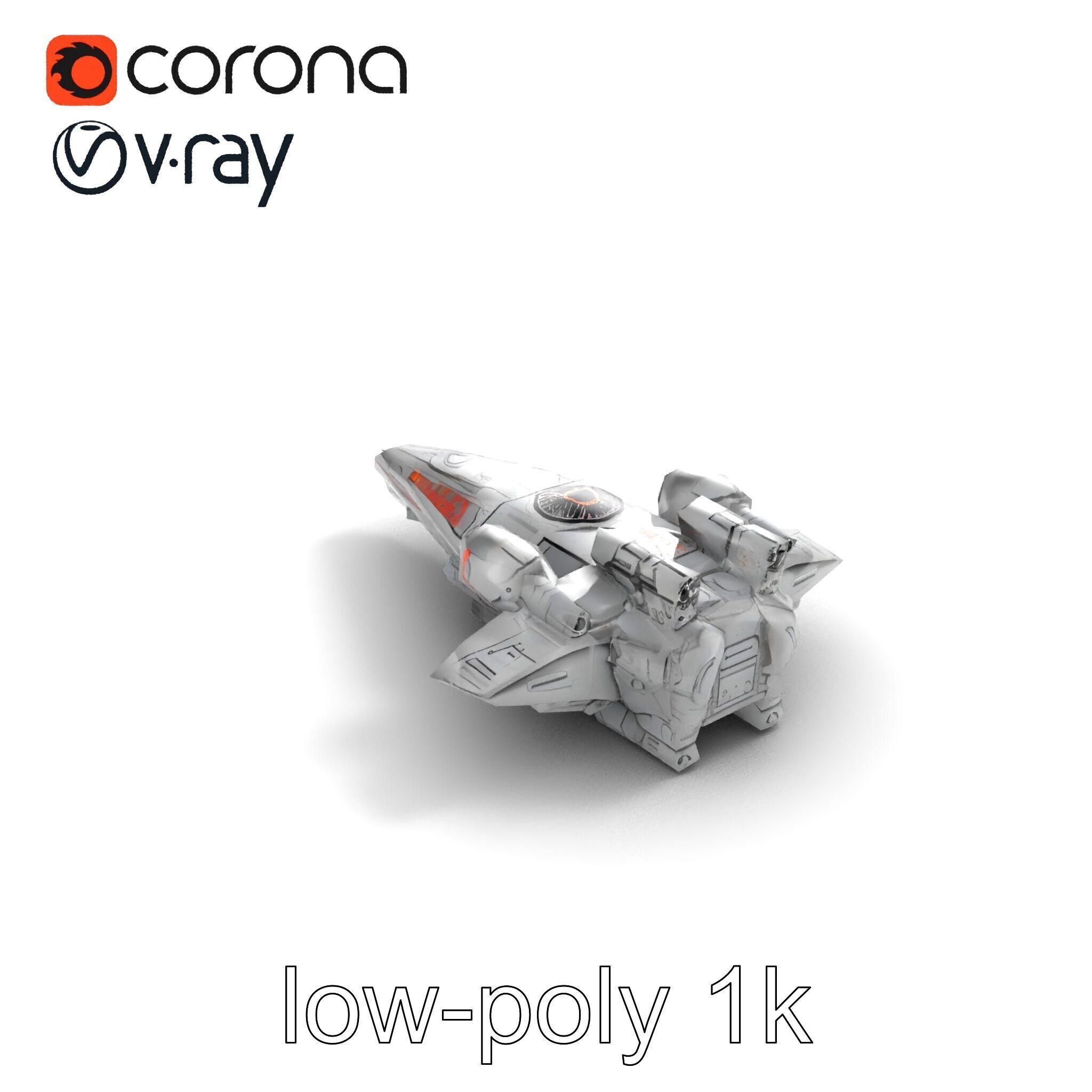 Armor-clad Battle Spaceship model pack Low-poly 3D model_9