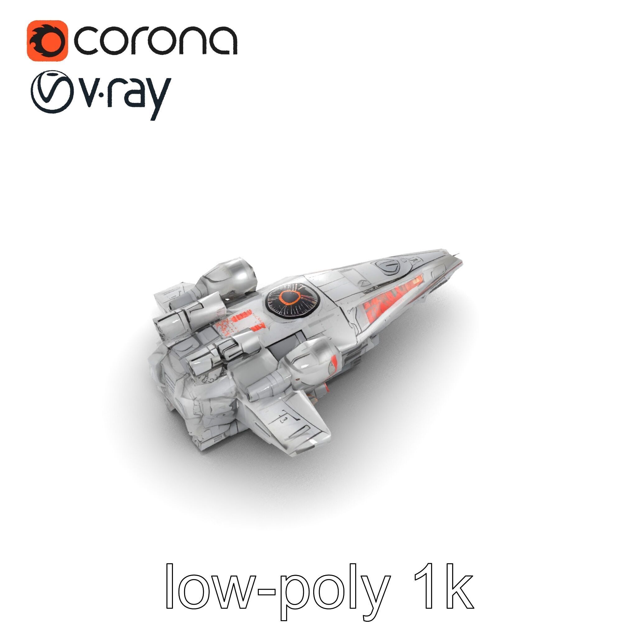 Armor-clad Battle Spaceship model pack Low-poly 3D model_31
