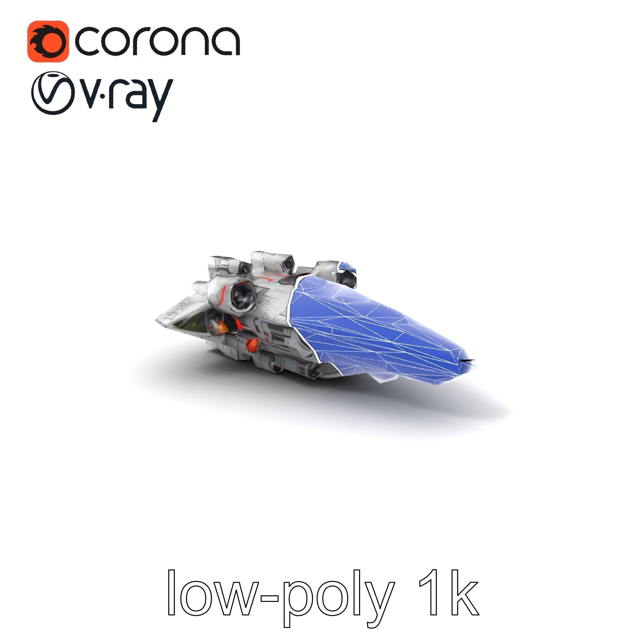 Armor-clad Battle Spaceship model pack Low-poly 3D model_7