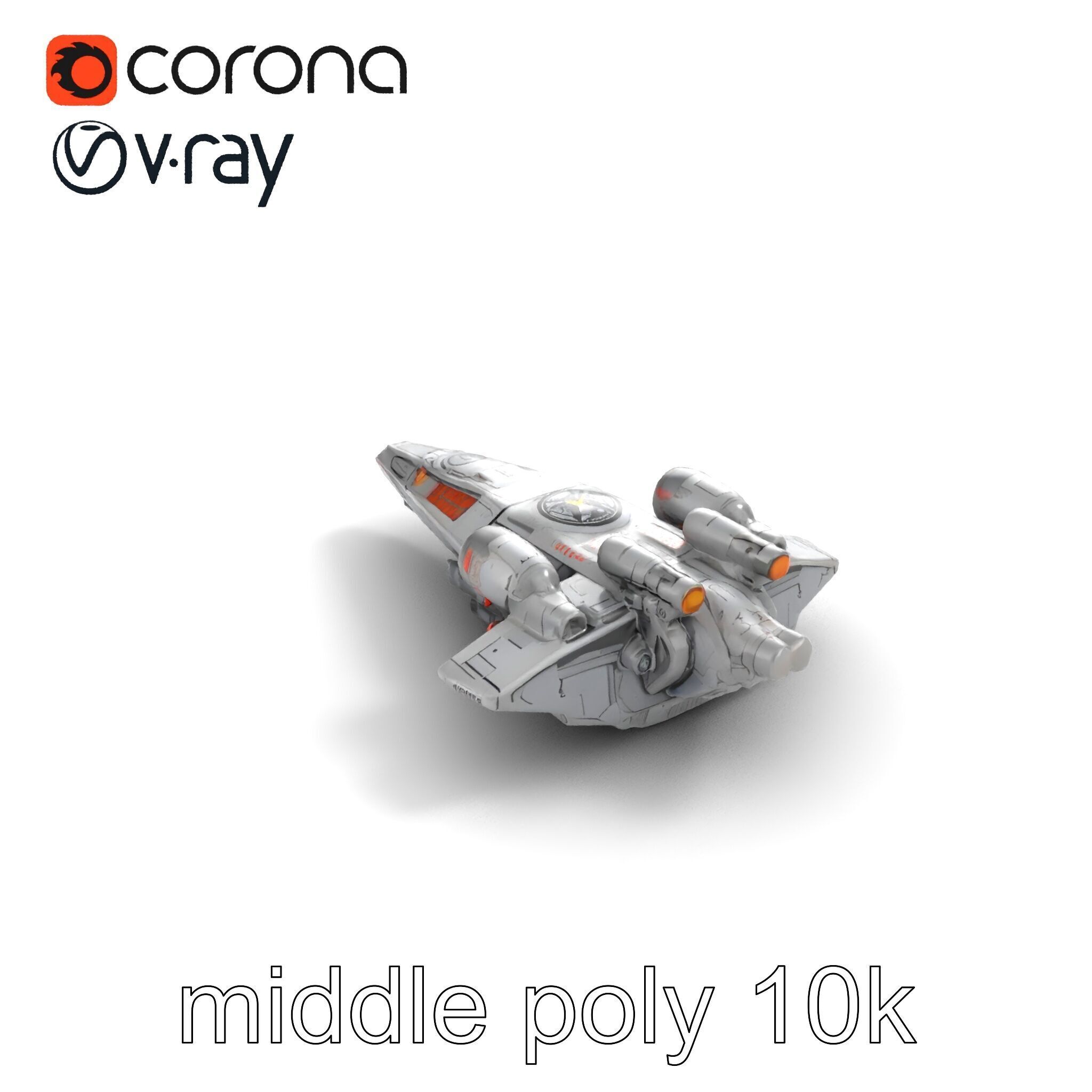 Armor-clad Battle Spaceship model pack Low-poly 3D model_8
