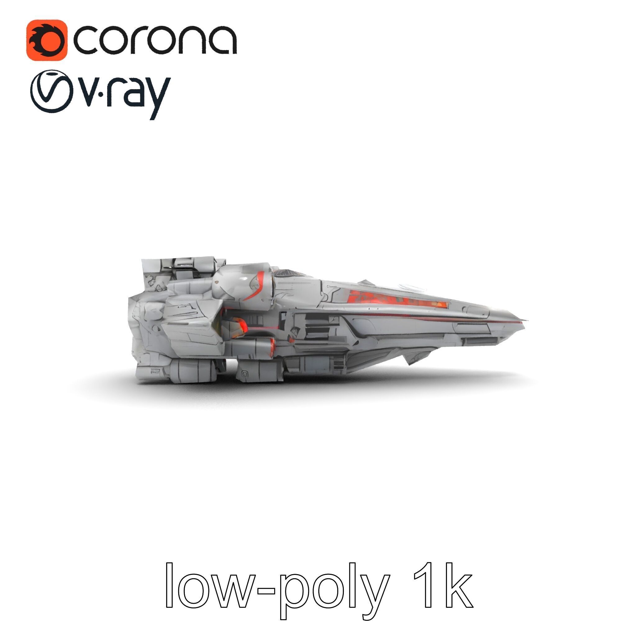 Armor-clad Battle Spaceship model pack Low-poly 3D model_30
