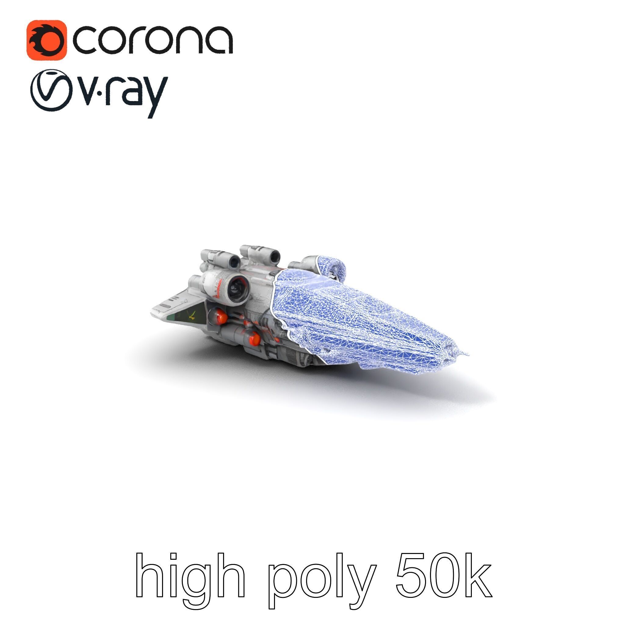 Armor-clad Battle Spaceship model pack Low-poly 3D model_10