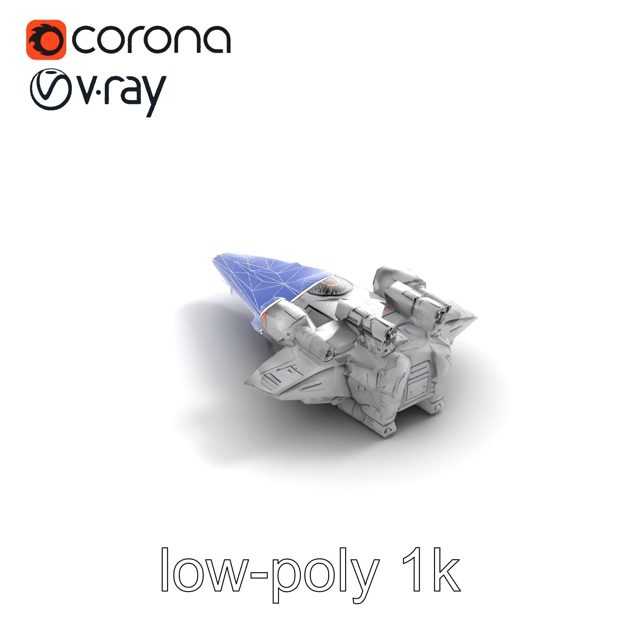 Armor-clad Battle Spaceship model pack Low-poly 3D model_11