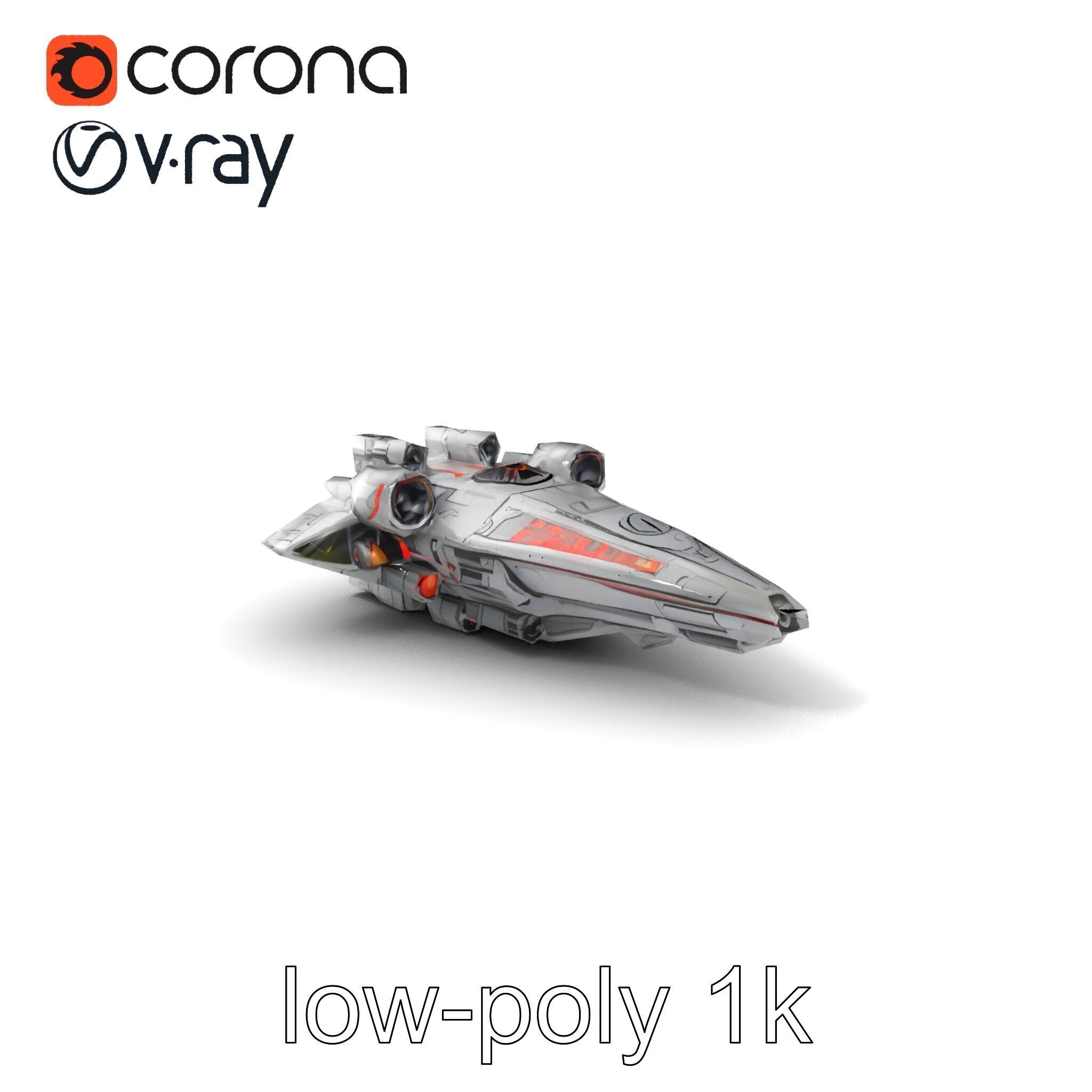 Armor-clad Battle Spaceship model pack Low-poly 3D model_5