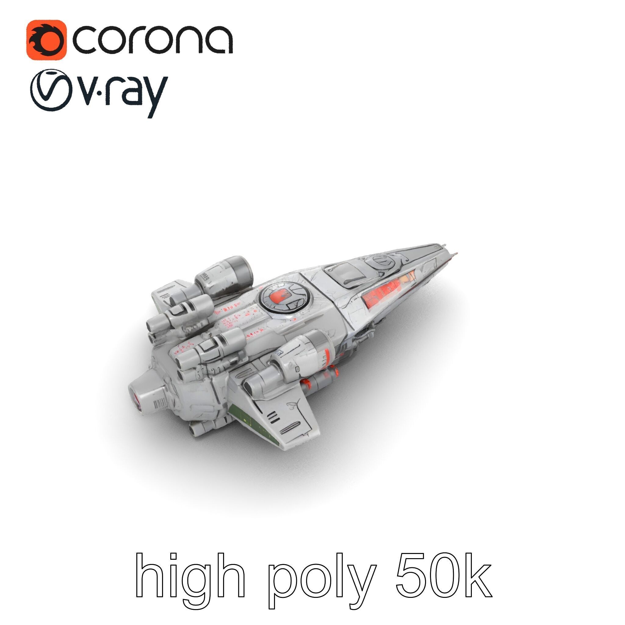 Armor-clad Battle Spaceship model pack Low-poly 3D model_20